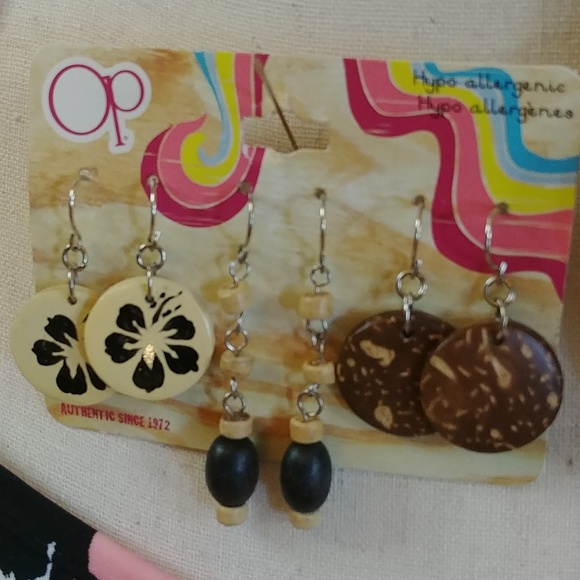 NWT OP Wood Earrings and Trio of Anklets Set - Picture 5 of 5